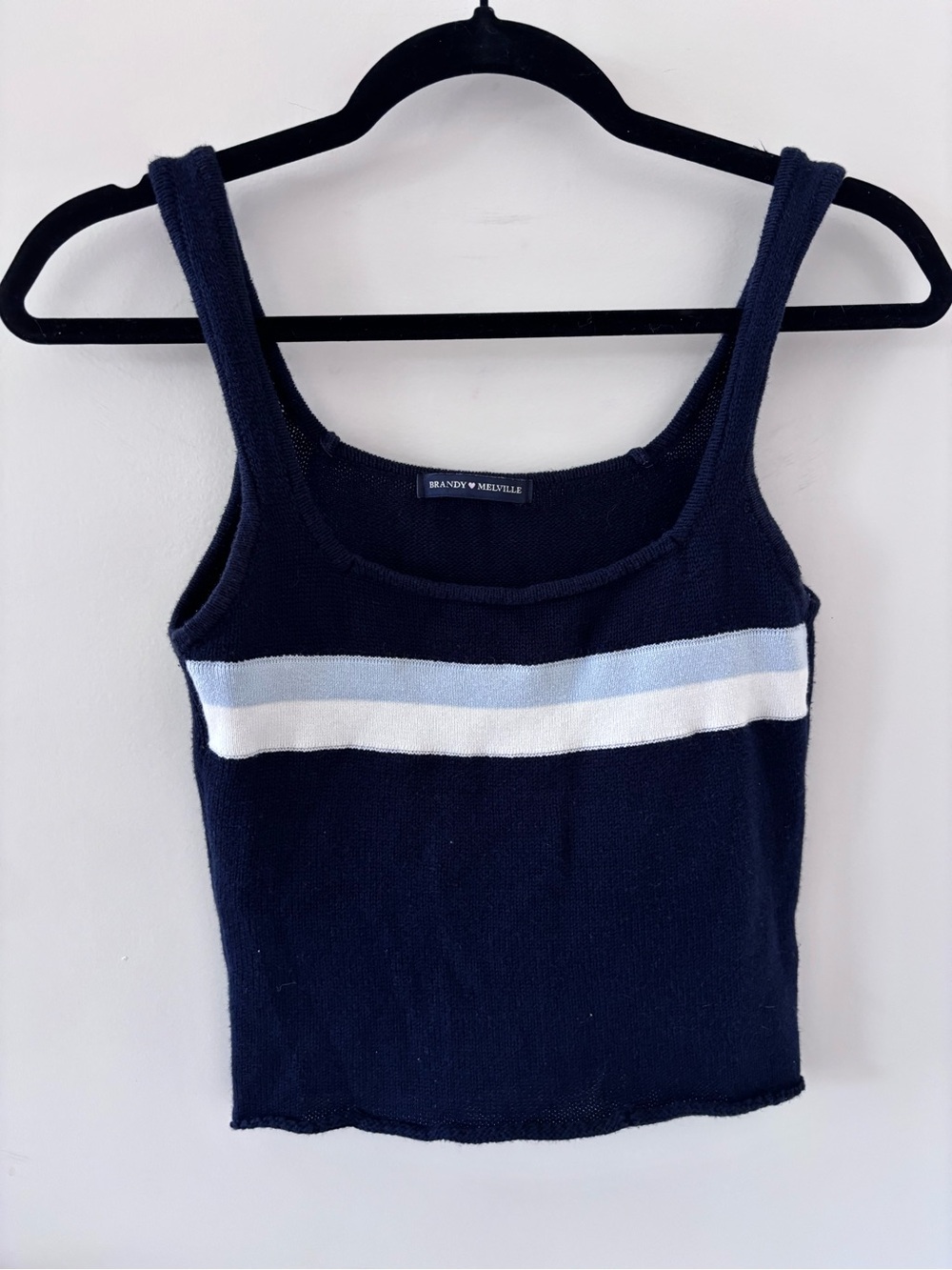 Brandy Melville Navy Tank with Light Blue & White Chest Stripe